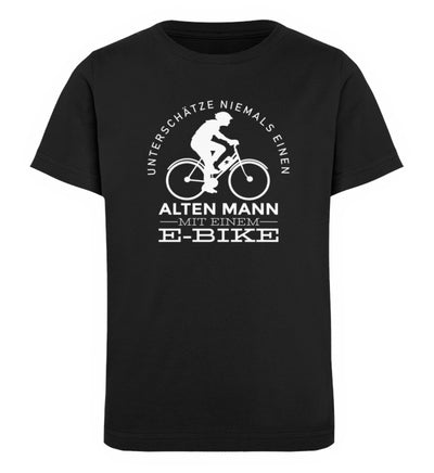 Alter Mann mit einem E-Bike - Kinder Premium Organic T-Shirt e-bike Schwarz