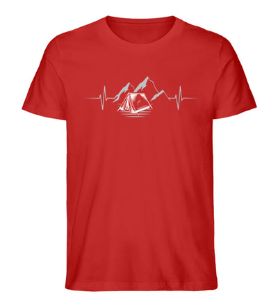 Herzschlag Berge und Zelt - Herren Organic T-Shirt camping Rot