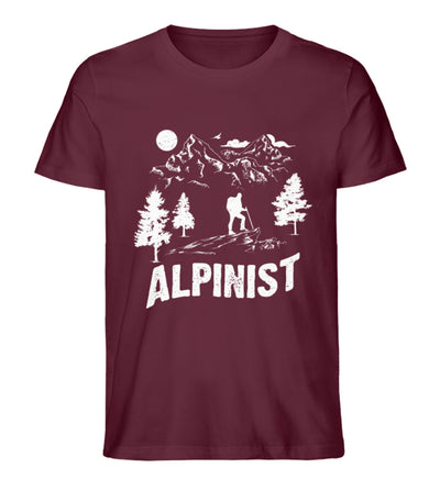 Alpinist. - Herren Premium Organic T-Shirt berge wandern Weinrot