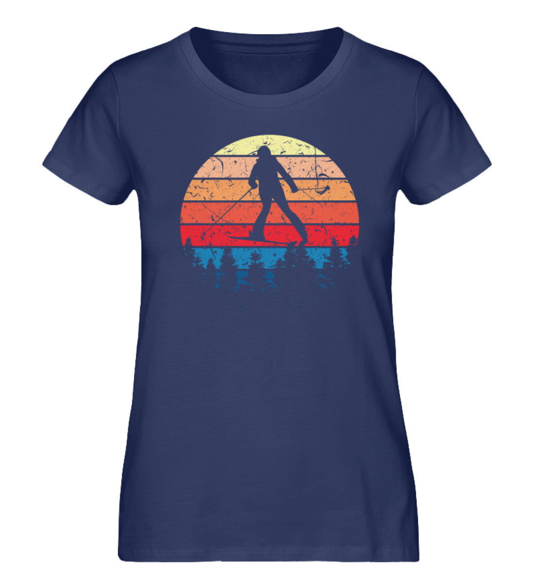 Skifahren Vintage - Damen Organic T-Shirt ski Navyblau
