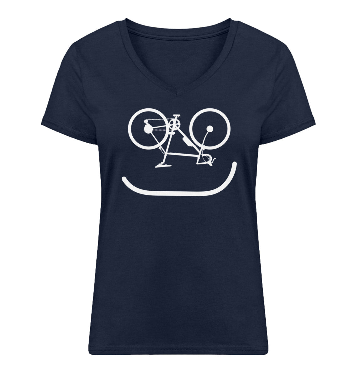 Fahrrad Emoji - Damen Organic V-Neck Shirt Navyblau