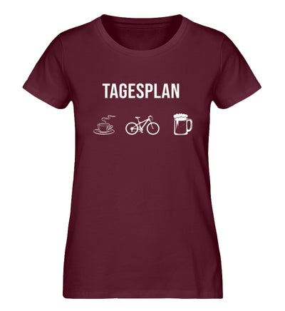 Tagesplan Kaffee, Fahrrad und Bier - Damen Organic T-Shirt fahrrad mountainbike Weinrot