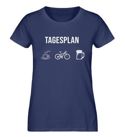 Tagesplan Kaffee, Fahrrad und Bier - Damen Organic T-Shirt fahrrad mountainbike Navyblau