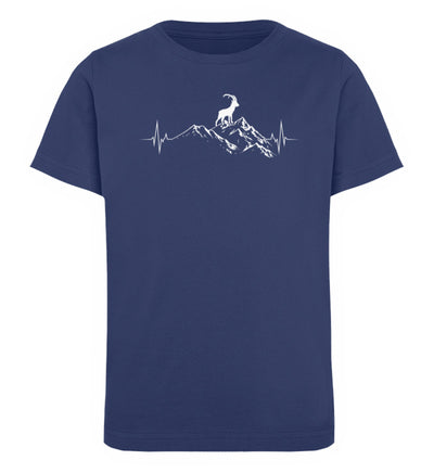 Herzschlag Berge und Steinbock - Kinder Premium Organic T-Shirt berge wandern Navyblau