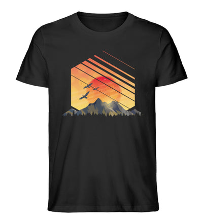 Sonnenaufgang Alpen - Herren Premium Organic T-Shirt Schwarz