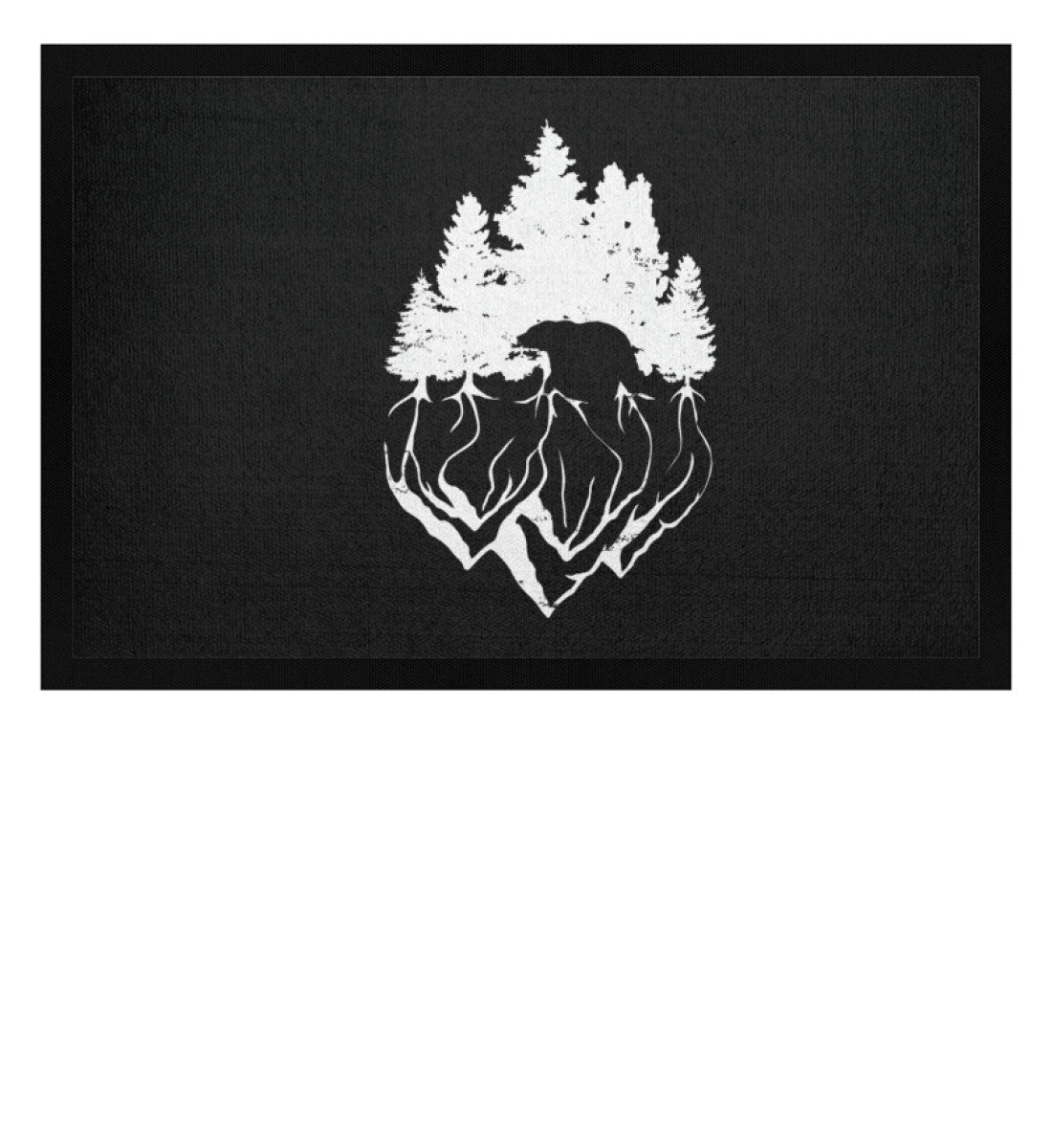 Bäume und Bär Abstrakt - Fußmatte mit Gummirand berge camping Schwarz