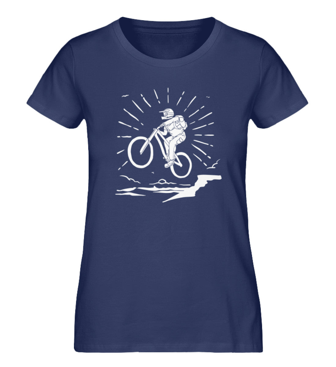 Mountainbiken - Damen Organic T-Shirt mountainbike Navyblau