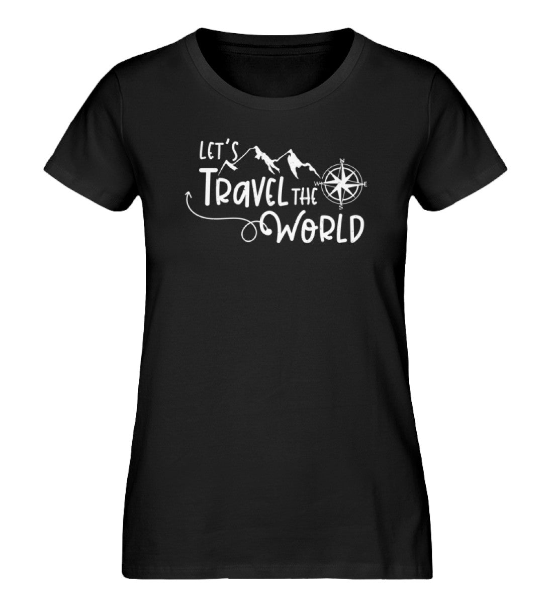 Lets travel the world - Damen Premium Organic T-Shirt camping wandern Schwarz