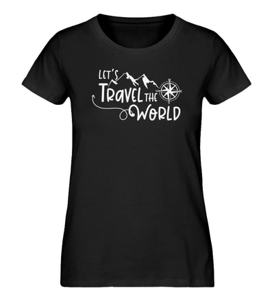 Lets travel the world - Damen Premium Organic T-Shirt camping wandern Schwarz