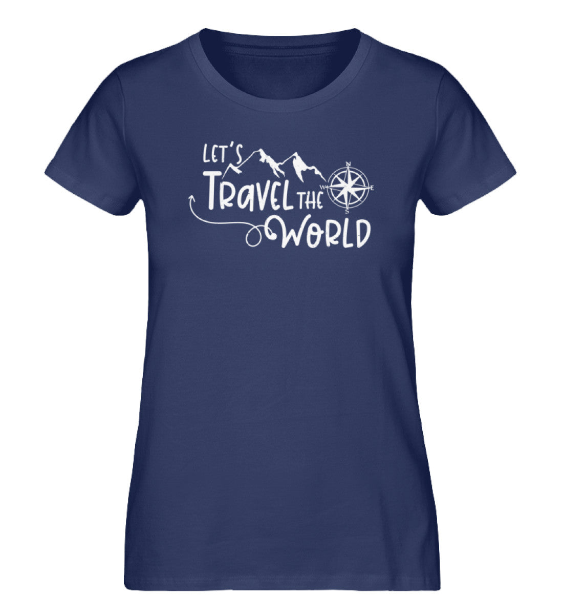Lets travel the world - Damen Premium Organic T-Shirt camping wandern Navyblau