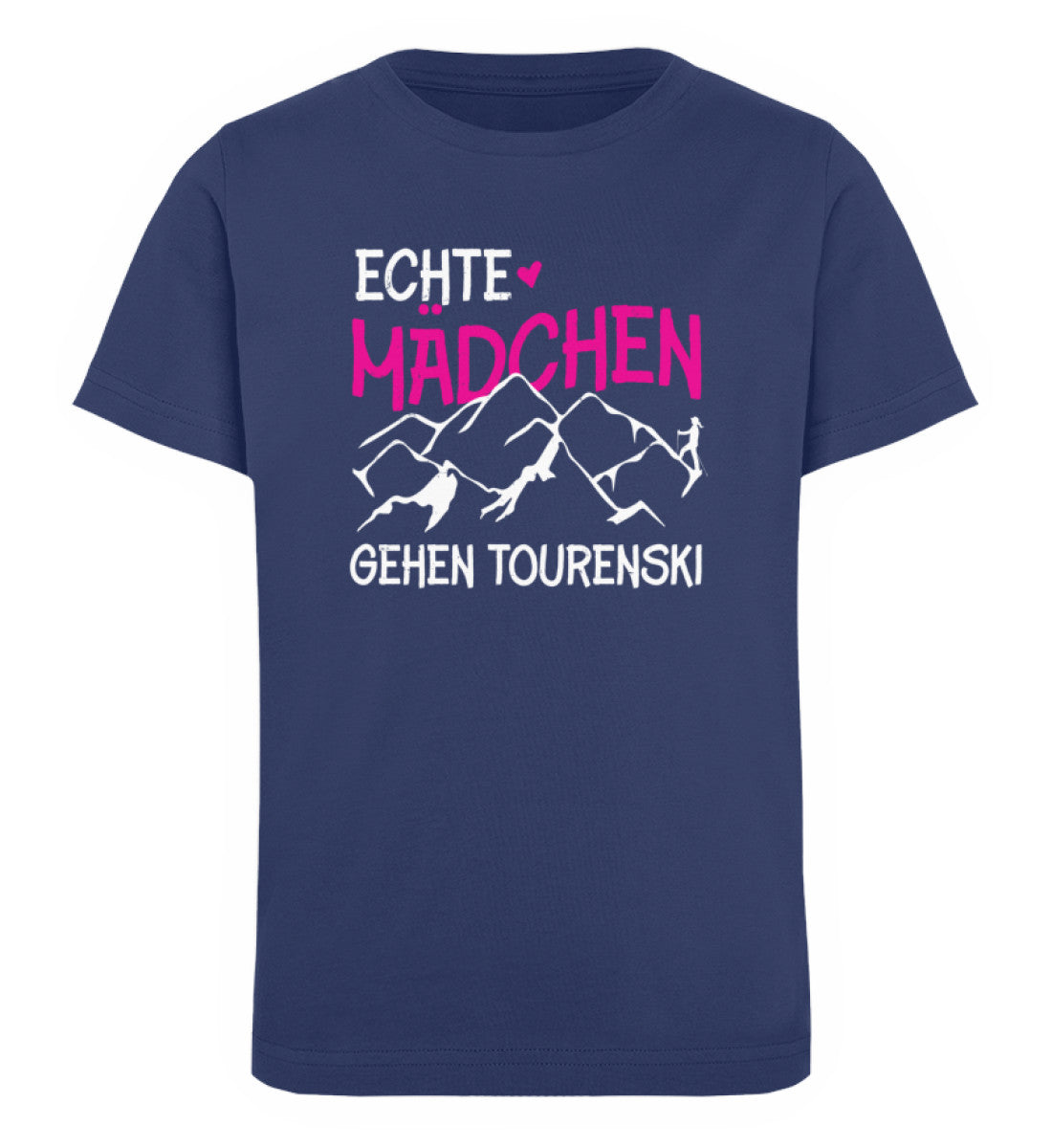 Echte Mädchen gehen Tourenski - Kinder Premium Organic T-Shirt Navyblau