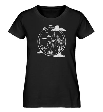 Bergnomade - Damen Organic T-Shirt berge wandern Schwarz