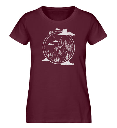 Bergnomade - Damen Organic T-Shirt berge wandern Weinrot