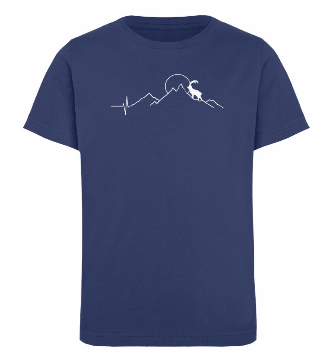 Steinbock und Berg - Kinder Premium Organic T-Shirt Navyblau