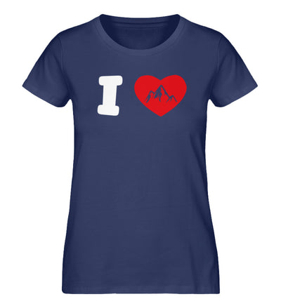 I Love Berge - Damen Premium Organic T-Shirt berge Navyblau