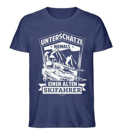 Unterschätze niemals nen alten Skifahrer - Herren Organic T-Shirt ski Navyblau