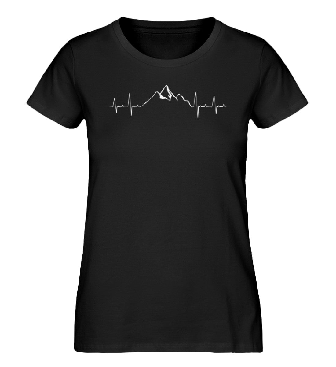 Herzschlag Berge - Damen Premium Organic T-Shirt berge klettern wandern Schwarz