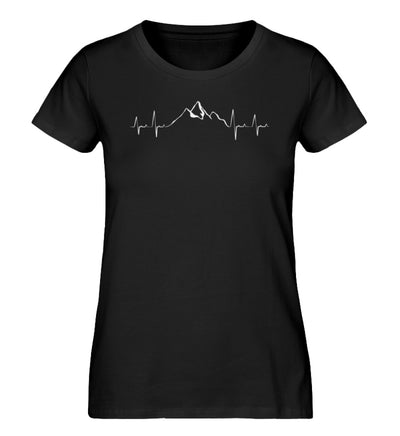 Herzschlag Berge - Damen Premium Organic T-Shirt berge klettern wandern Schwarz