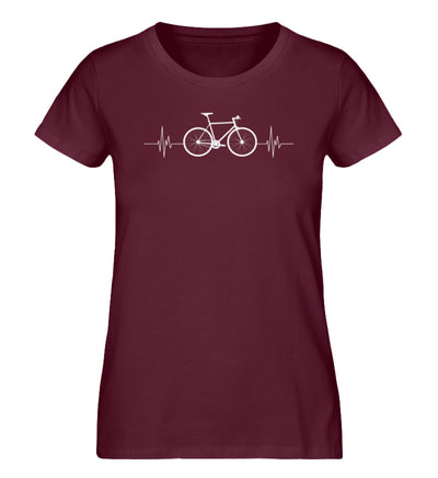 Fahrrad Herzschlag - Damen Premium Organic T-Shirt fahrrad mountainbike Weinrot