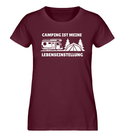 Camping ist meine Lebenseinstellung - Damen Organic T-Shirt camping Weinrot