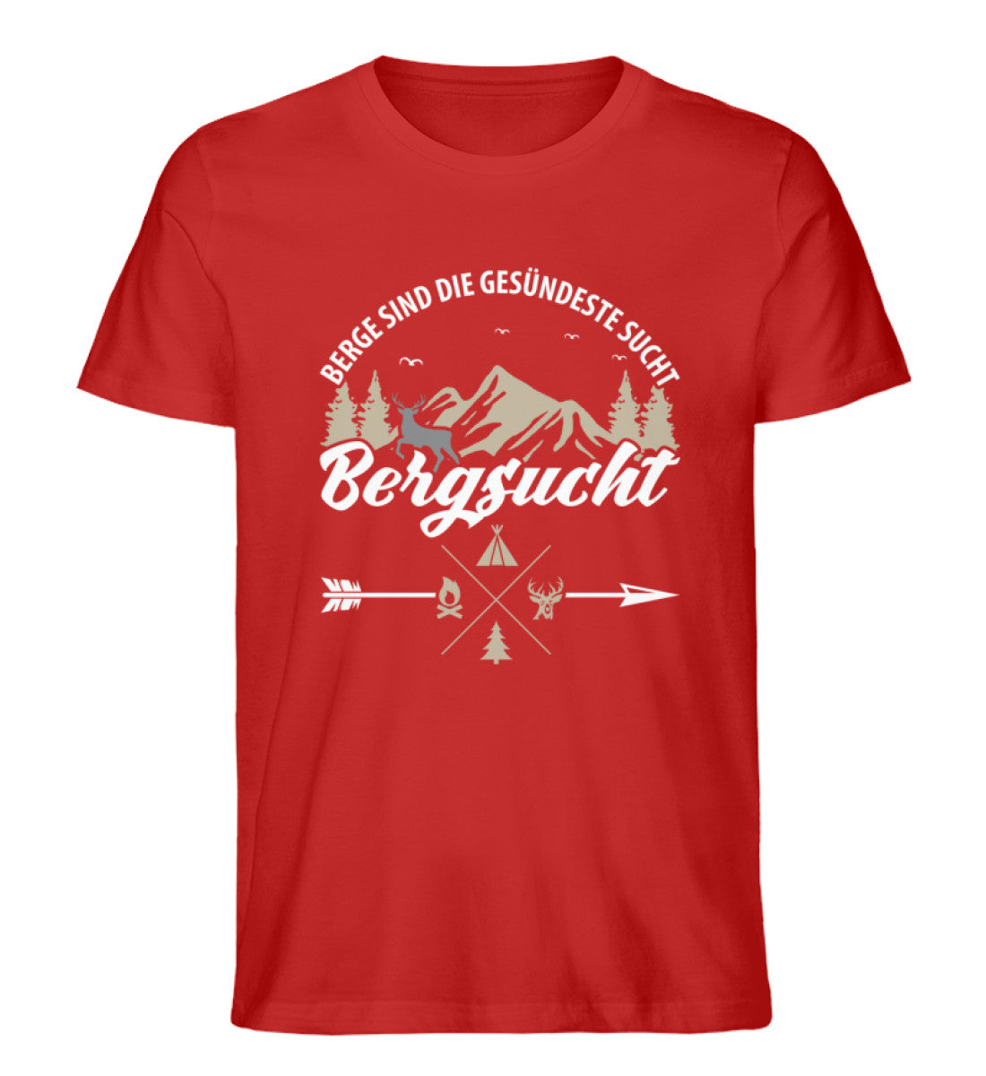 Bergsucht - Herren Organic T-Shirt berge klettern Rot