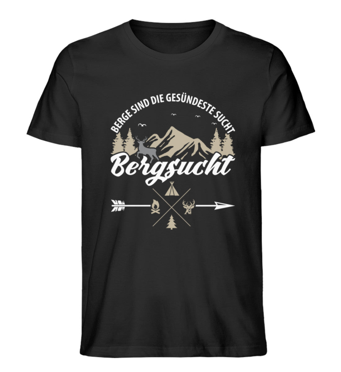 Bergsucht - Herren Organic T-Shirt berge klettern Schwarz