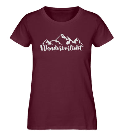 Wanderverliebt - Damen Organic T-Shirt wandern Weinrot