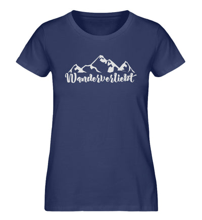 Wanderverliebt - Damen Organic T-Shirt wandern Navyblau
