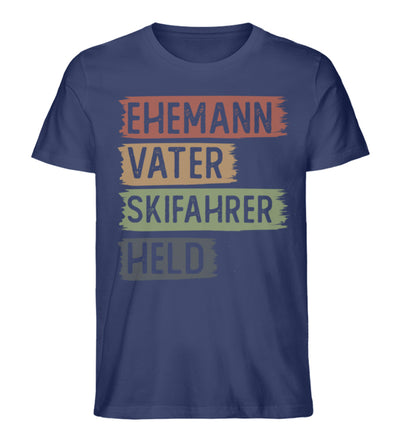 Ehemann, Vater, Skifahrer, Held - Herren Organic T-Shirt ski Navyblau