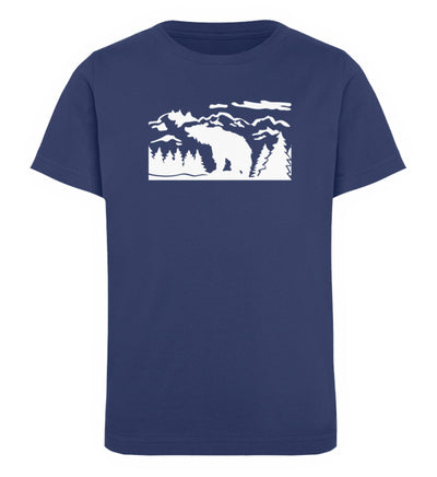 Berglandschaft und Bär - Kinder Premium Organic T-Shirt berge camping Navyblau