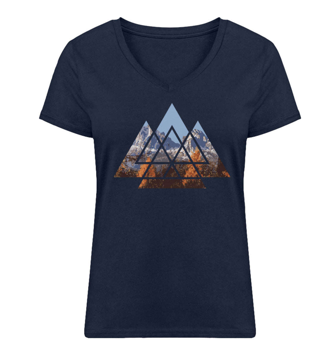 Berge Abstrakt - Damen Organic V-Neck Shirt berge wandern Navyblau