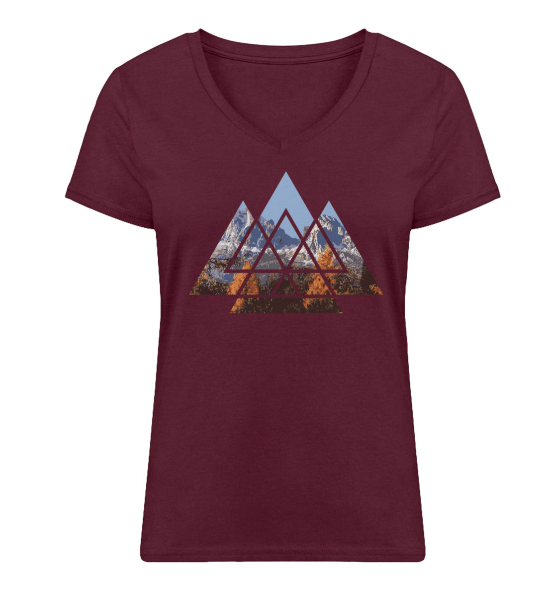 Berge Abstrakt - Damen Organic V-Neck Shirt berge wandern Weinrot