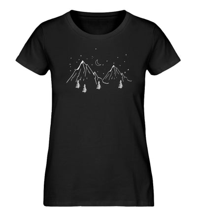 Berge und Mond - Damen Premium Organic T-Shirt berge Schwarz