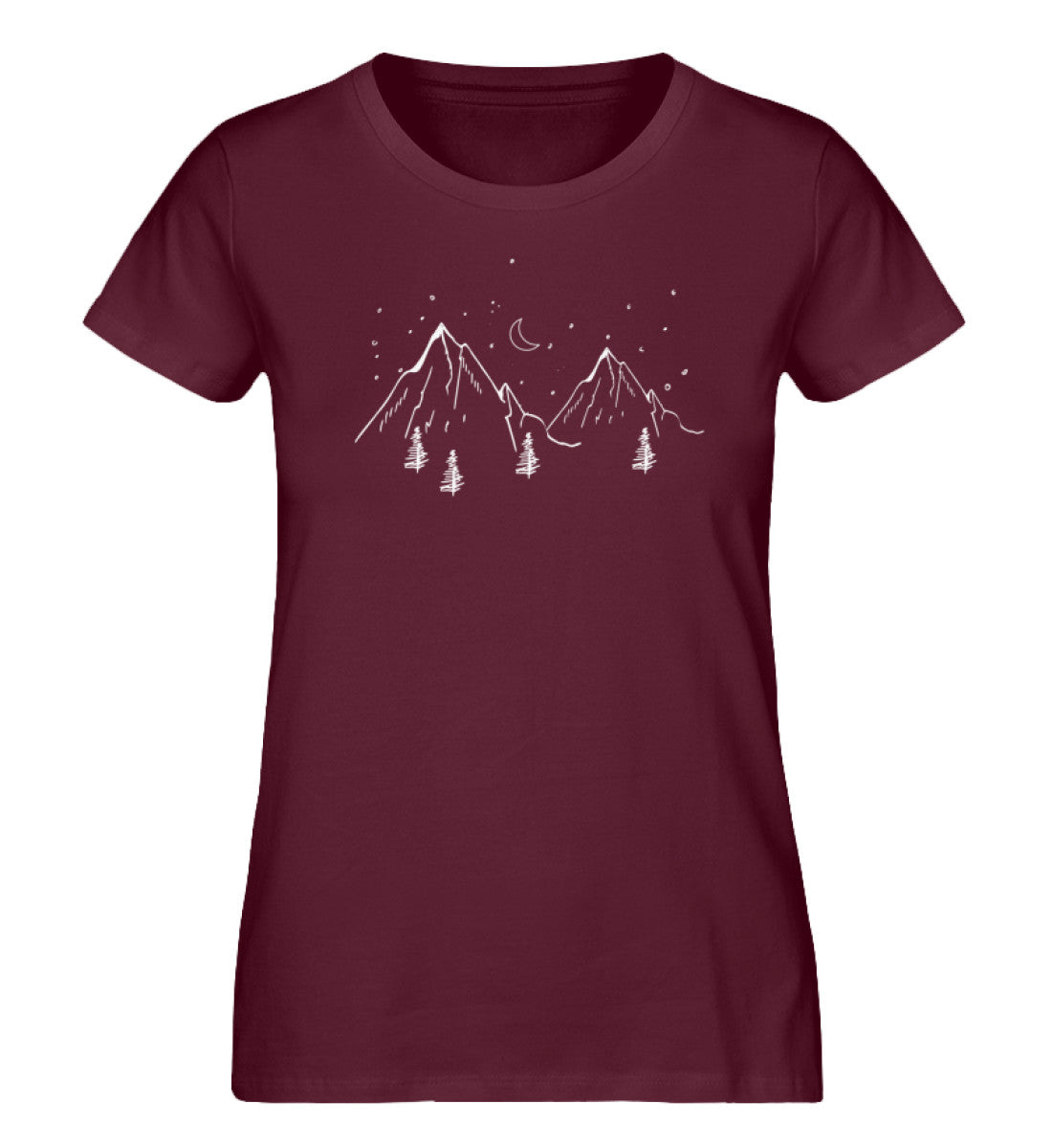 Berge und Mond - Damen Premium Organic T-Shirt berge Weinrot