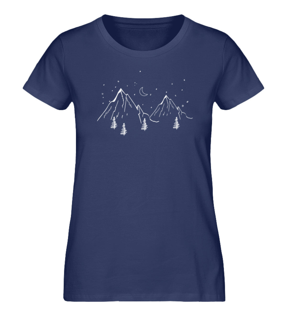 Berge und Mond - Damen Premium Organic T-Shirt berge Navyblau