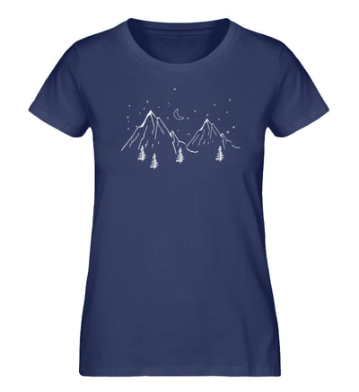 Berge und Mond - Damen Premium Organic T-Shirt berge Navyblau