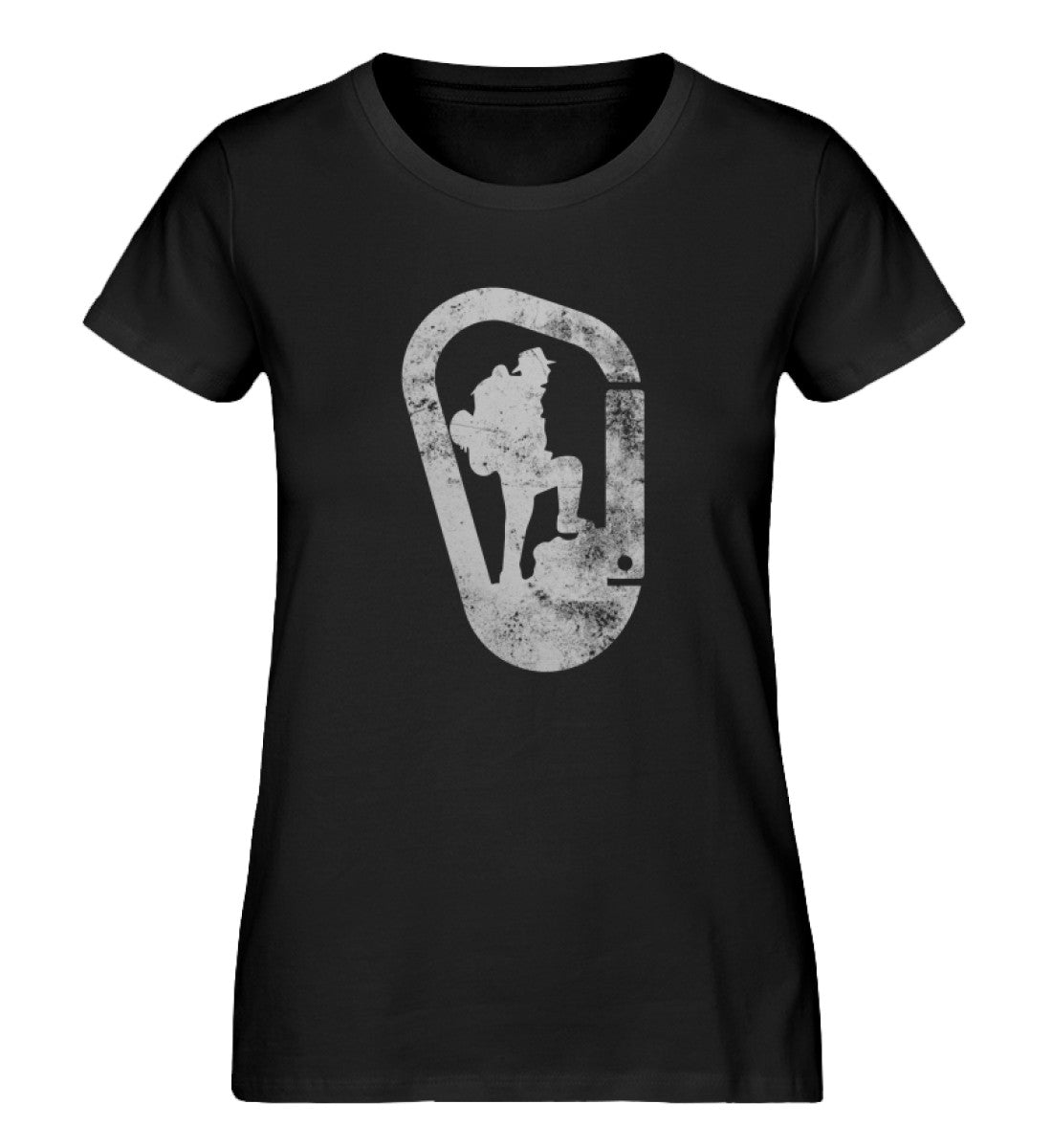 Wandern und Karabiner - Damen Organic T-Shirt klettern Schwarz