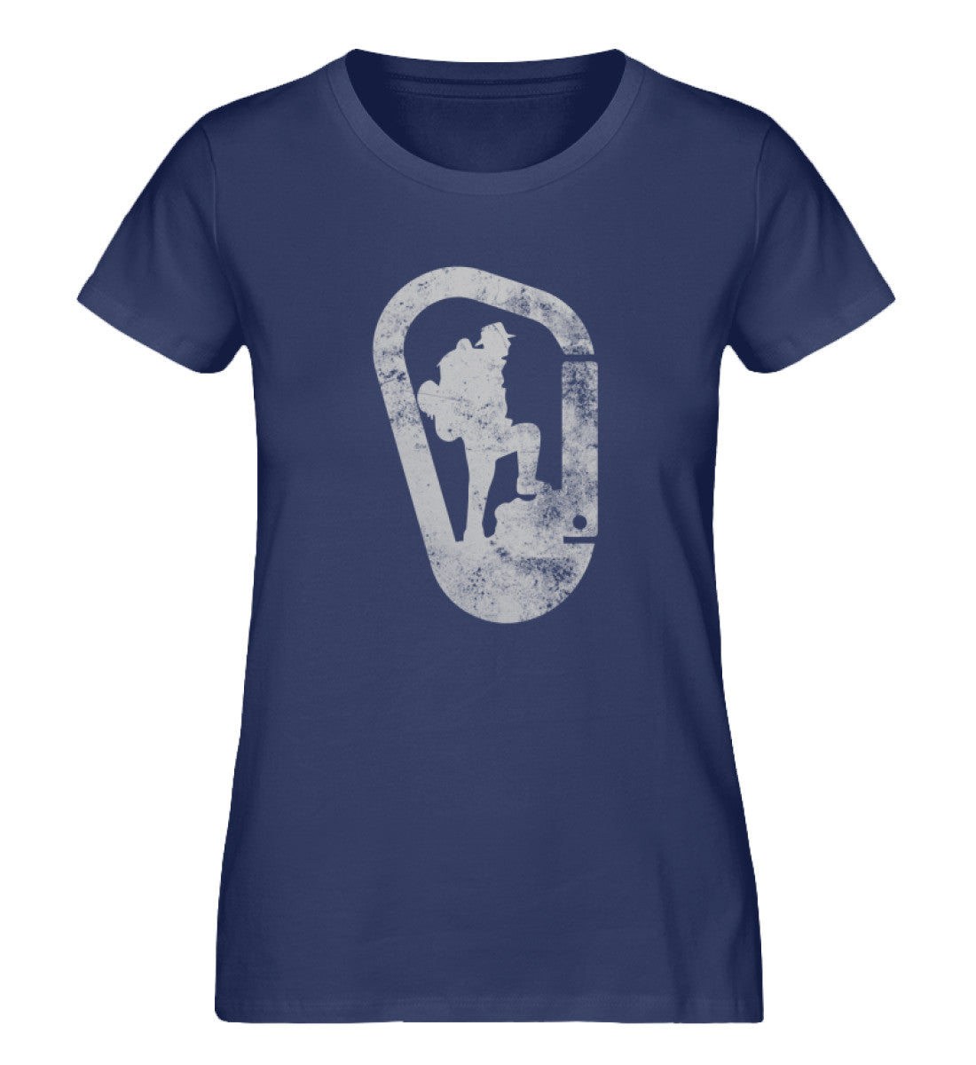 Wandern und Karabiner - Damen Organic T-Shirt klettern Navyblau
