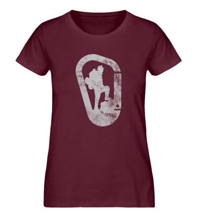Wandern und Karabiner - Damen Organic T-Shirt klettern Weinrot