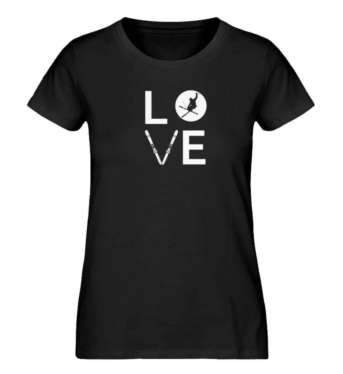 LOVE - Damen Organic T-Shirt ski Schwarz