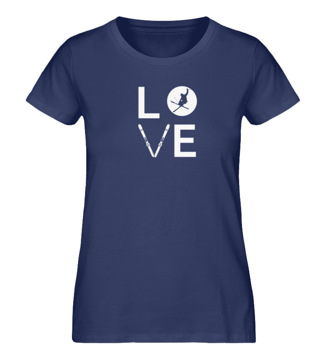 LOVE - Damen Organic T-Shirt ski Navyblau