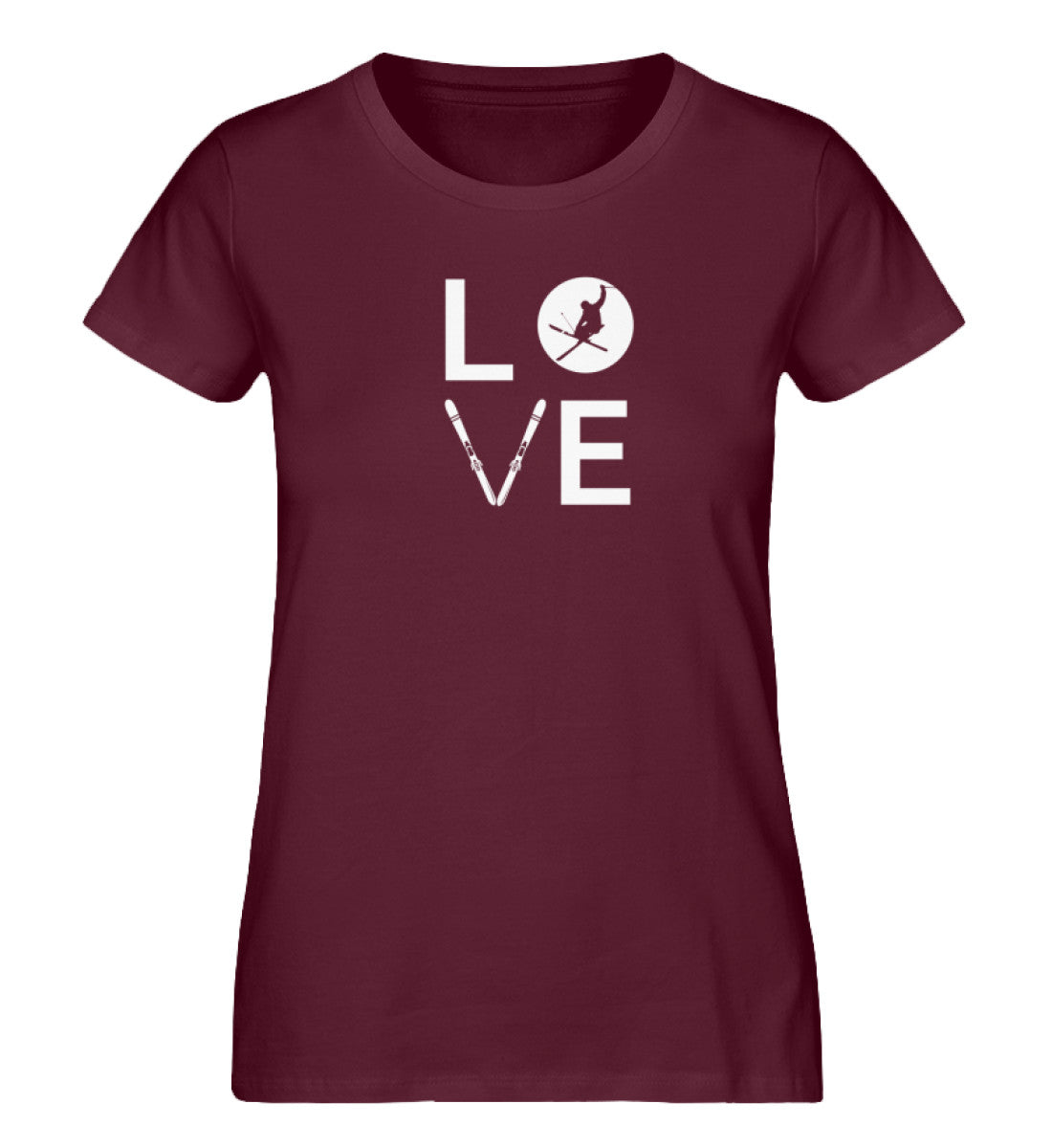 LOVE - Damen Organic T-Shirt ski Weinrot