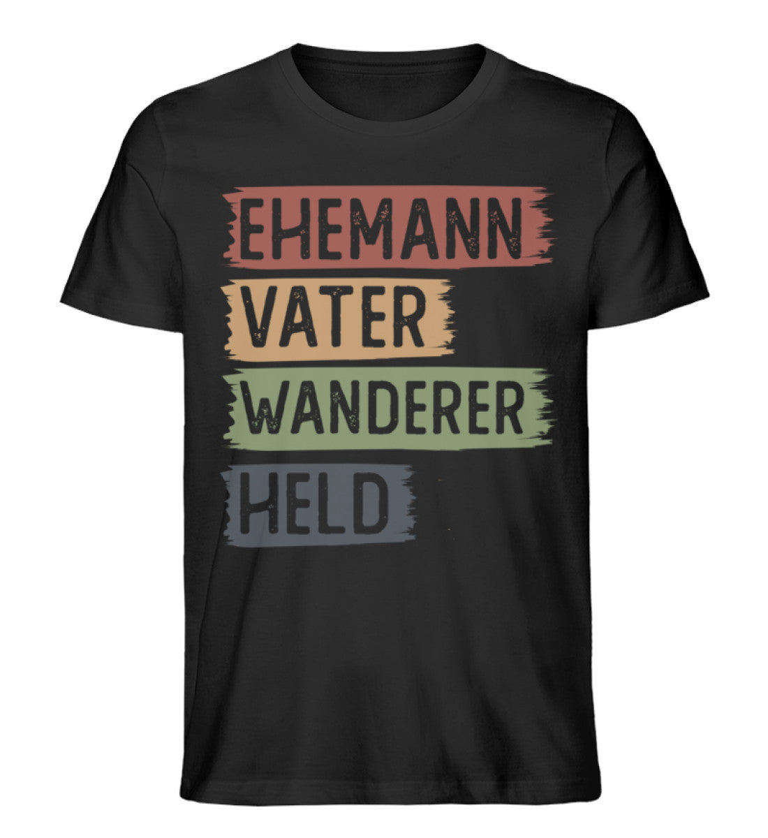 Ehemann, Vater, Wanderer, Held - Herren Organic T-Shirt wandern Schwarz
