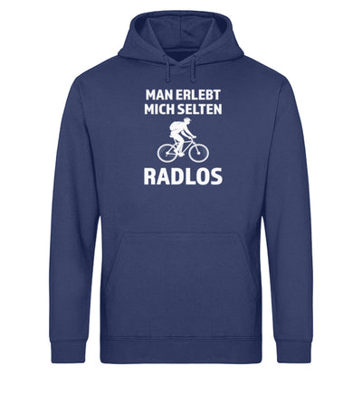 Man erlebt mich selten radlos - Unisex Organic Hoodie fahrrad mountainbike Navyblau