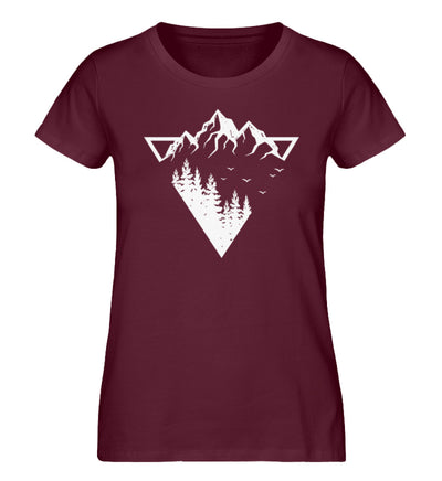 Berge - Geometrisch - Damen Premium Organic T-Shirt berge camping wandern Weinrot