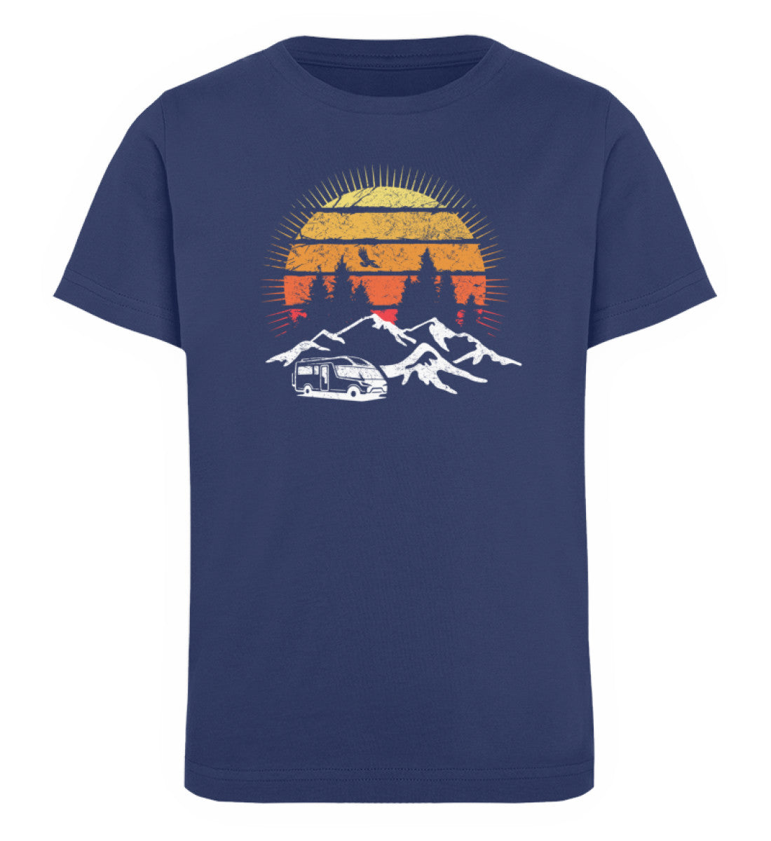 Wohnmobil Sonne Vintage - Kinder Premium Organic T-Shirt camping Navyblau
