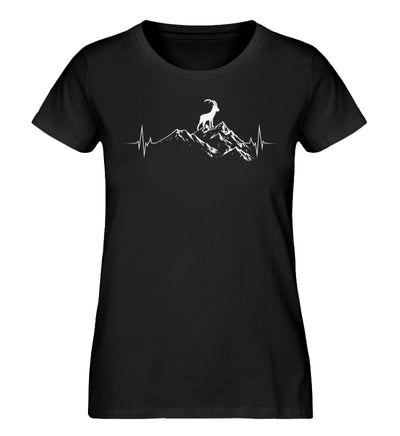 Herzschlag Berge und Steinbock - Damen Organic T-Shirt' berge wandern Schwarz