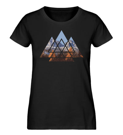 Berge Abstrakt - Damen Premium Organic T-Shirt berge wandern Schwarz