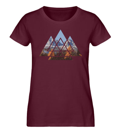 Berge Abstrakt - Damen Premium Organic T-Shirt berge wandern Weinrot