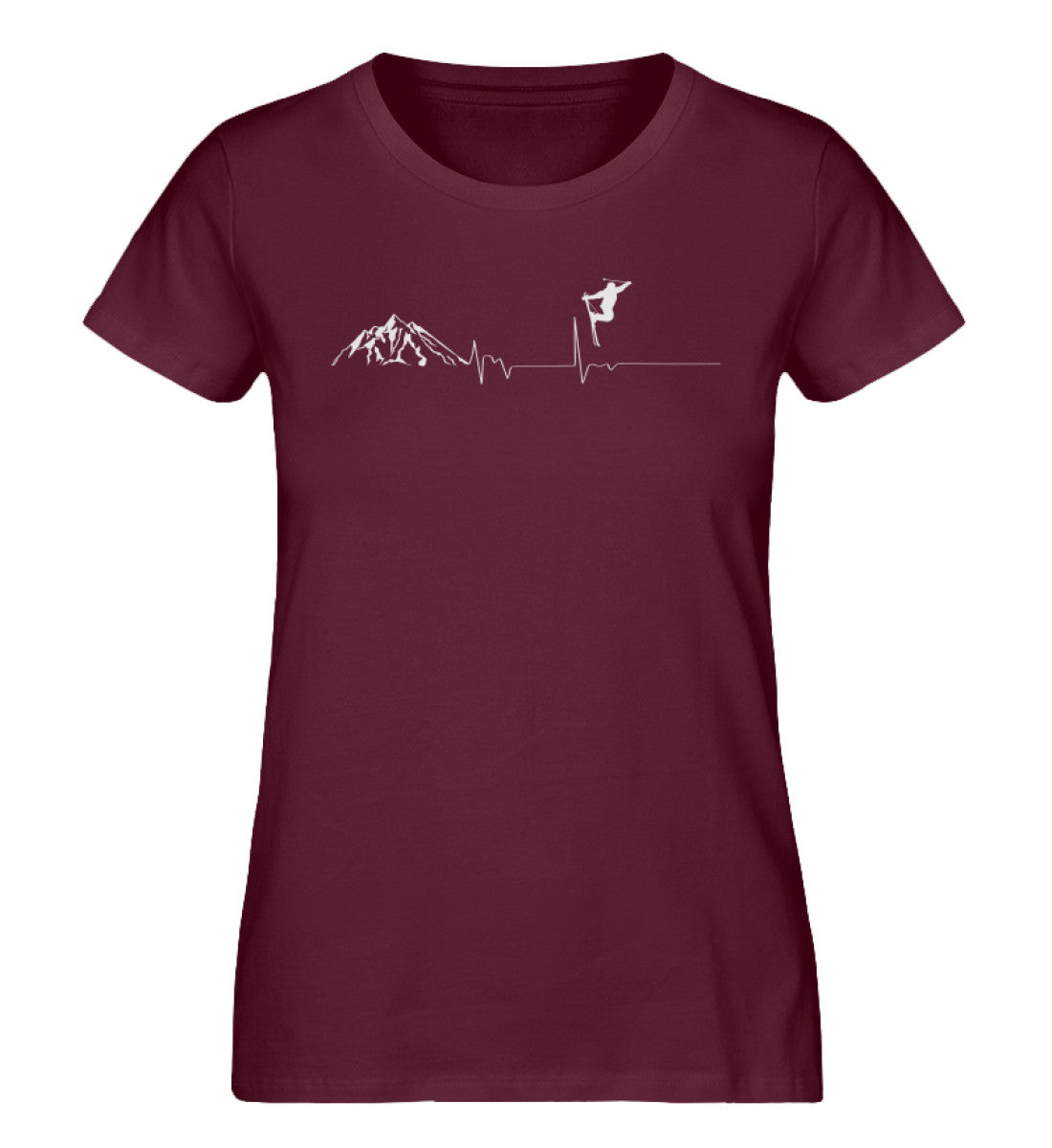 Herzschlag Skier - Damen Organic T-Shirt ski Weinrot